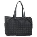 CHANEL New Travel line Tote Bag Nylon Black CC Auth gh623-1