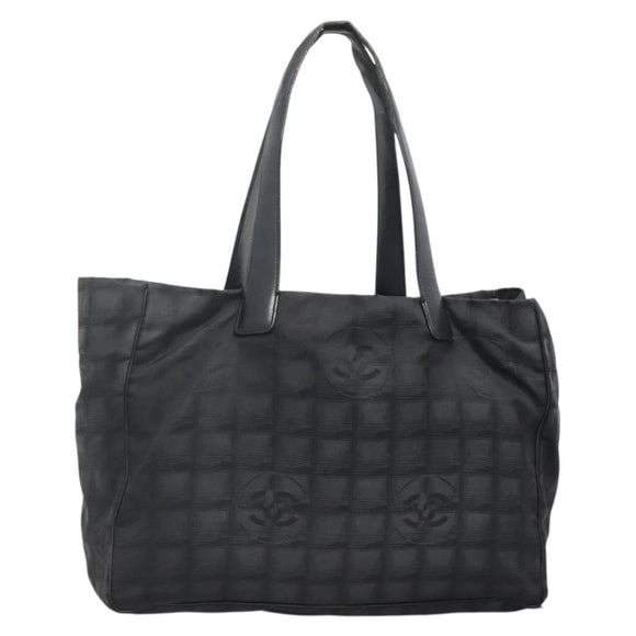 CHANEL New Travel line Tote Bag Nylon Black CC Auth gh623