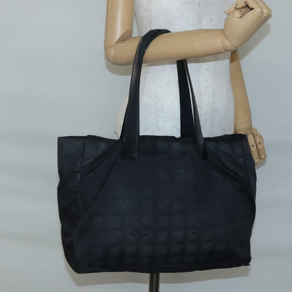 CHANEL New Travel line Tote Bag Nylon Black CC Auth gh623