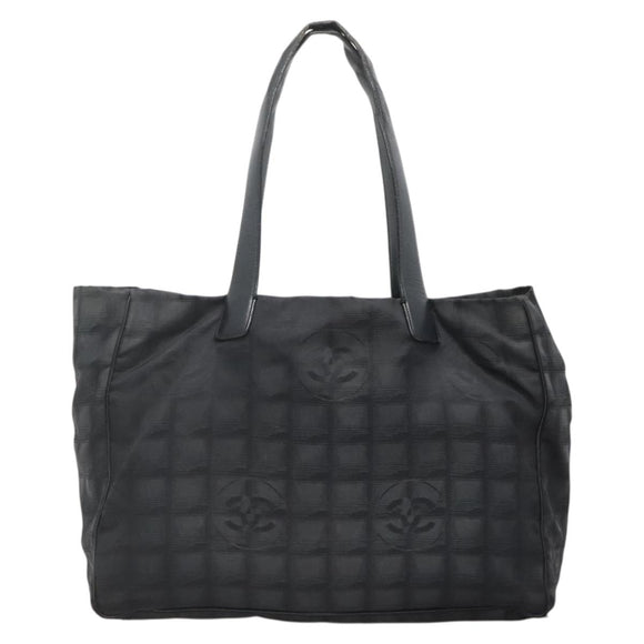 CHANEL New Travel line Tote Bag Nylon Black CC Auth gh623