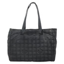 CHANEL New Travel line Tote Bag Nylon Black CC Auth gh623-2