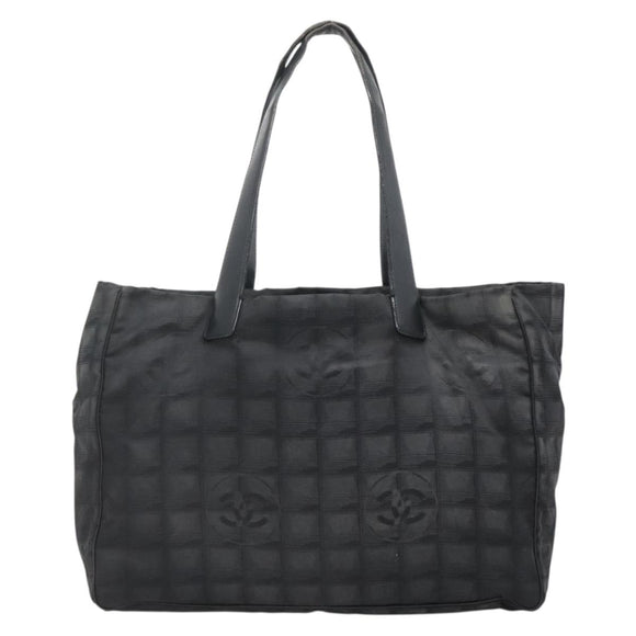 CHANEL New Travel line Tote Bag Nylon Black CC Auth gh623