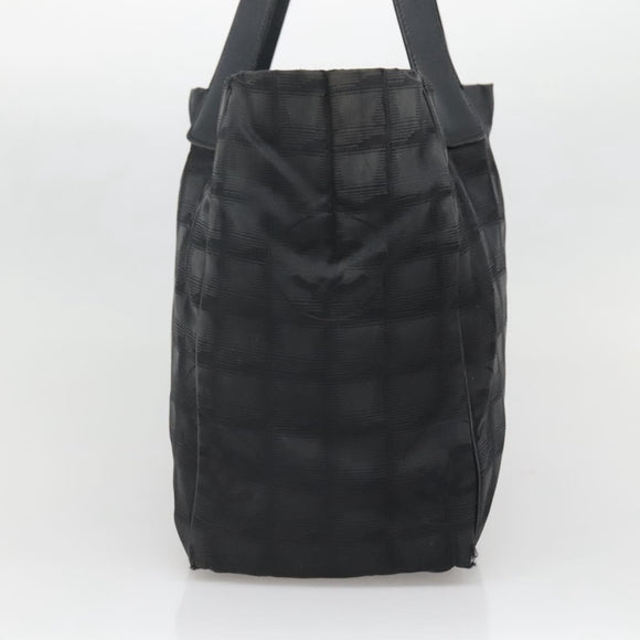 CHANEL New Travel line Tote Bag Nylon Black CC Auth gh623