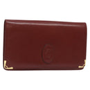 CARTIER Must Line Clutch Bag Leather Bordeaux Gold Auth gh624-1