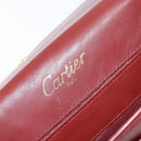 CARTIER Must Line Clutch Bag Leather Bordeaux Gold Auth gh624-14