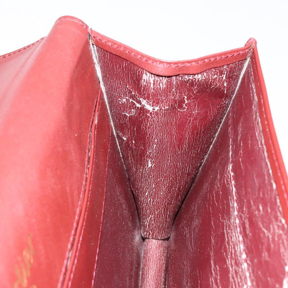 CARTIER Must Line Clutch Bag Leather Bordeaux Gold Auth gh624