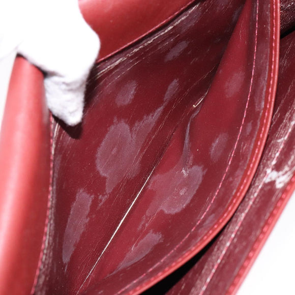 CARTIER Must Line Clutch Bag Leather Bordeaux Gold Auth gh624