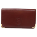 CARTIER Must Line Clutch Bag Leather Bordeaux Gold Auth gh624-2