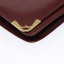CARTIER Must Line Clutch Bag Leather Bordeaux Gold Auth gh624-9