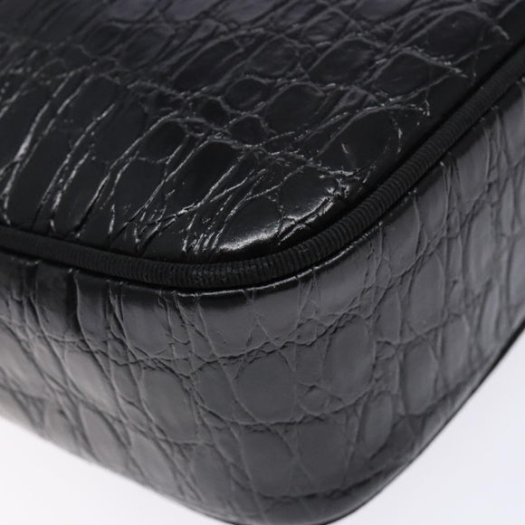 Salvatore Ferragamo Vala Shoulder Bag Leather Black Gold Auth gh626