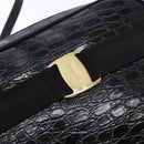 Salvatore Ferragamo Vala Shoulder Bag Leather Black Gold Auth gh626-18