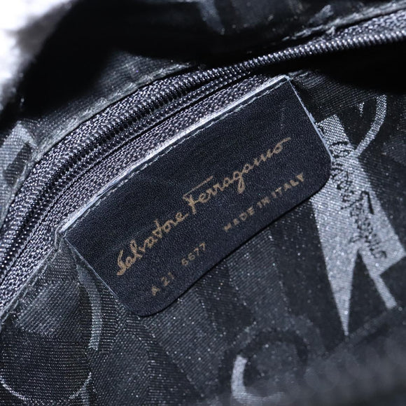 Salvatore Ferragamo Vala Shoulder Bag Leather Black Gold Auth gh626