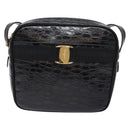 Salvatore Ferragamo Vala Shoulder Bag Leather Black Gold Auth gh626-13
