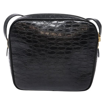 Salvatore Ferragamo Vala Shoulder Bag Leather Black Gold Auth gh626 - 0