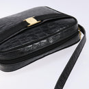 Salvatore Ferragamo Vala Shoulder Bag Leather Black Gold Auth gh626-6