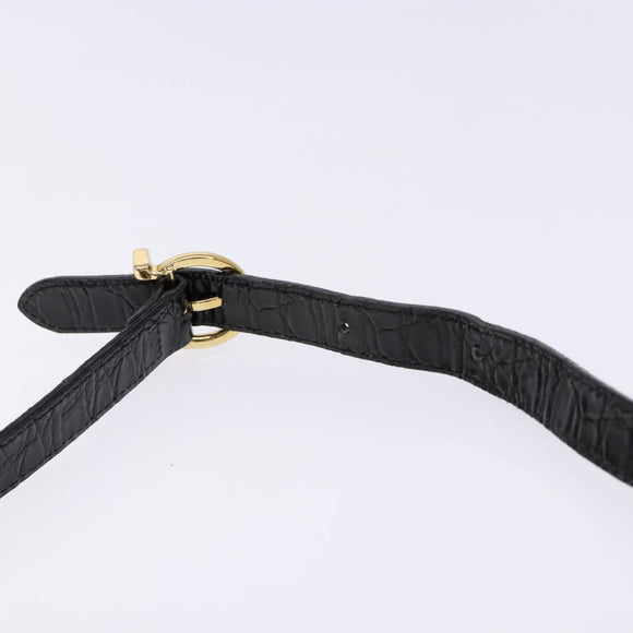 Salvatore Ferragamo Vala Shoulder Bag Leather Black Gold Auth gh626