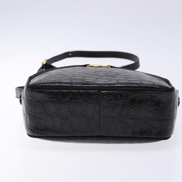 Salvatore Ferragamo Vala Shoulder Bag Leather Black Gold Auth gh626