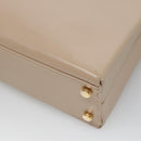 Salvatore Ferragamo Gancini Hand Bag Leather 2way Beige Gold Auth gh629-16