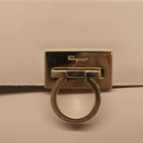 Salvatore Ferragamo Gancini Hand Bag Leather 2way Beige Gold Auth gh629-18