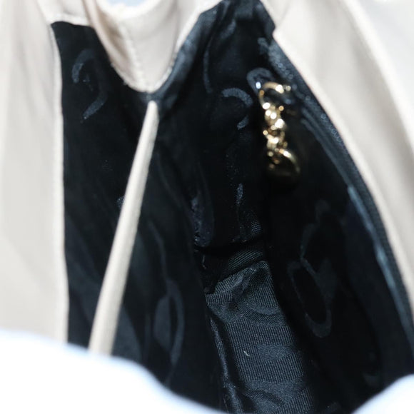 Salvatore Ferragamo Gancini Hand Bag Leather 2way Beige Gold Auth gh629