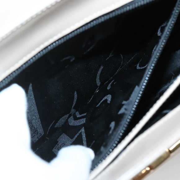 Salvatore Ferragamo Gancini Hand Bag Leather 2way Beige Gold Auth gh629