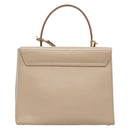 Salvatore Ferragamo Gancini Hand Bag Leather 2way Beige Gold Auth gh629-2