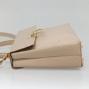 Salvatore Ferragamo Gancini Hand Bag Leather 2way Beige Gold Auth gh629-3