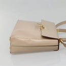 Salvatore Ferragamo Gancini Hand Bag Leather 2way Beige Gold Auth gh629-4
