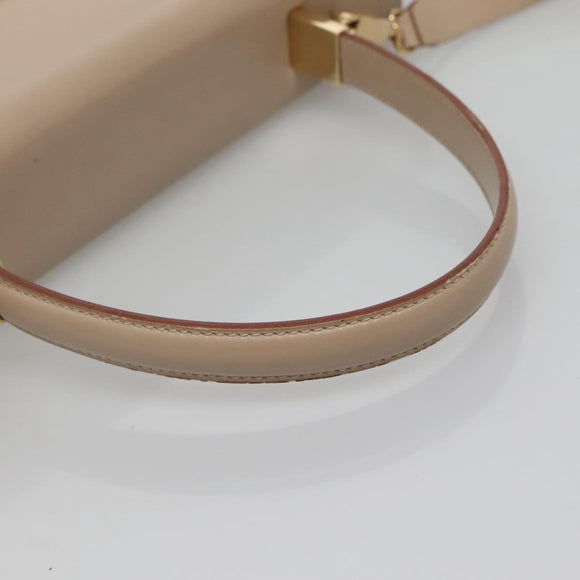Salvatore Ferragamo Gancini Hand Bag Leather 2way Beige Gold Auth gh629