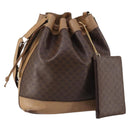 CELINE Macadam Canvas Shoulder Bag PVC Leather Brown Auth gh633-1