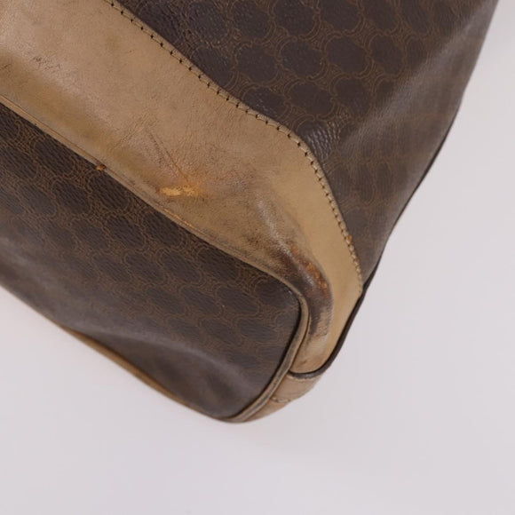 CELINE Macadam Canvas Shoulder Bag PVC Leather Brown Auth gh633