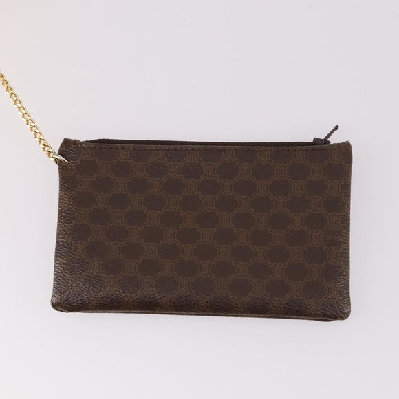 CELINE Macadam Canvas Shoulder Bag PVC Leather Brown Auth gh633