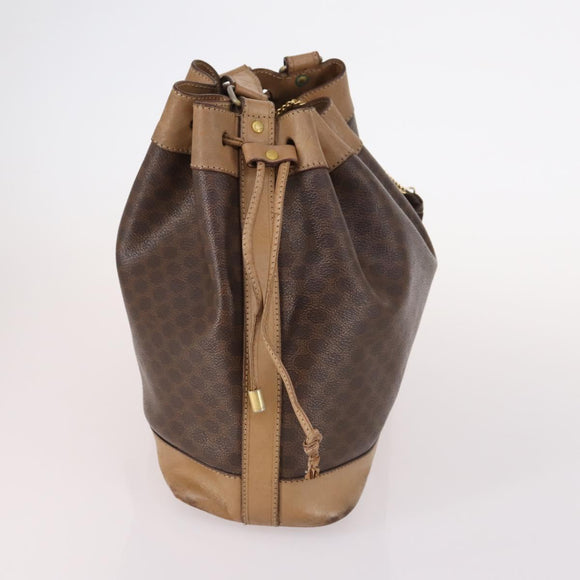 CELINE Macadam Canvas Shoulder Bag PVC Leather Brown Auth gh633