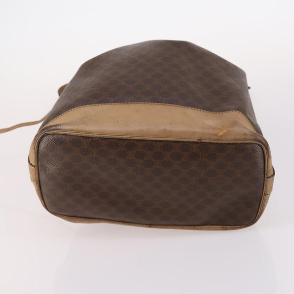 CELINE Macadam Canvas Shoulder Bag PVC Leather Brown Auth gh633