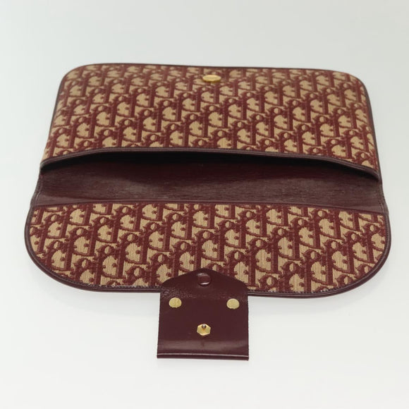 Christian Dior Trotter Canvas Clutch Bag Brown Gold Auth gh634