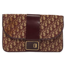 Christian Dior Trotter Canvas Clutch Bag Brown Gold Auth gh634-2