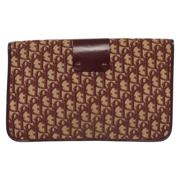 Christian Dior Trotter Canvas Clutch Bag Brown Gold Auth gh634