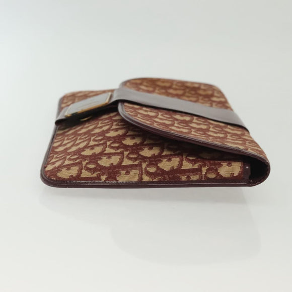 Christian Dior Trotter Canvas Clutch Bag Brown Gold Auth gh634