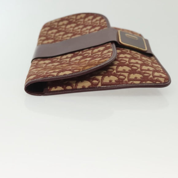 Christian Dior Trotter Canvas Clutch Bag Brown Gold Auth gh634
