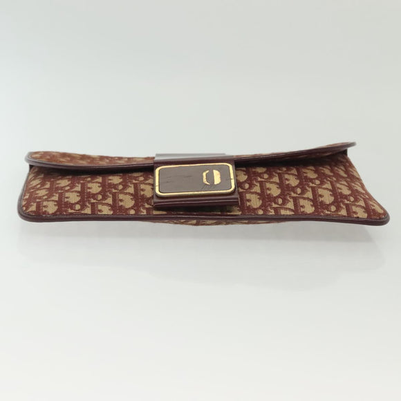 Christian Dior Trotter Canvas Clutch Bag Brown Gold Auth gh634