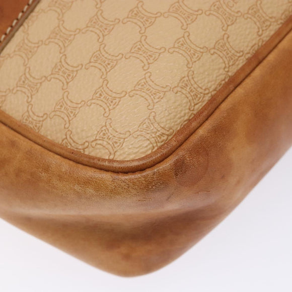 CELINE Macadam Canvas Hand Bag PVC Beige Gold Auth gh636