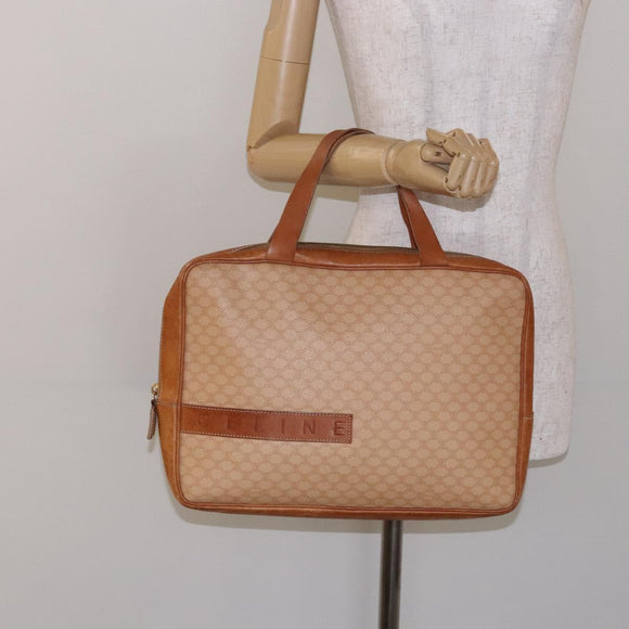 CELINE Macadam Canvas Hand Bag PVC Beige Gold Auth gh636