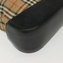 Burberrys Nova Check Shoulder Bag Canvas Leather Beige Gold Auth gh639-9