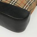 Burberrys Nova Check Shoulder Bag Canvas Leather Beige Gold Auth gh639-14