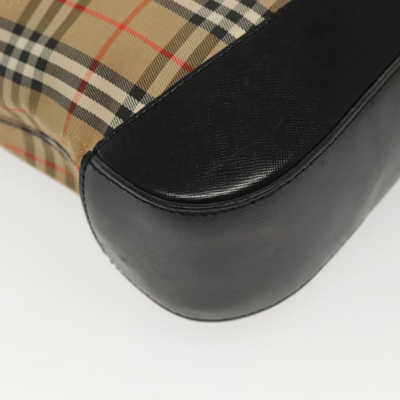 Burberrys Nova Check Shoulder Bag Canvas Leather Beige Gold Auth gh639