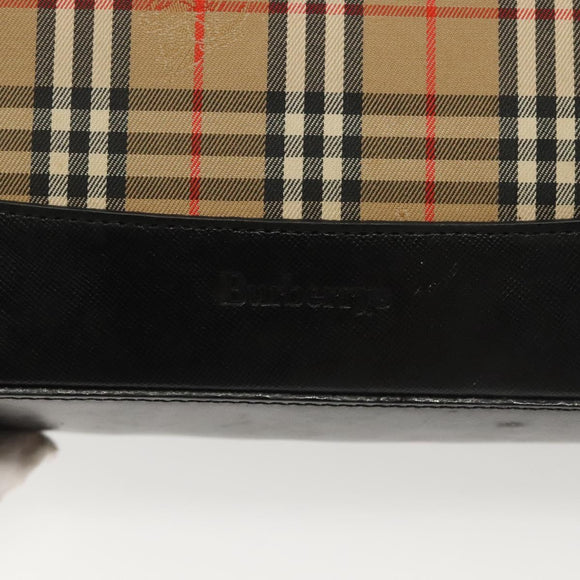 Burberrys Nova Check Shoulder Bag Canvas Leather Beige Gold Auth gh639