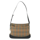 Burberrys Nova Check Shoulder Bag Canvas Leather Beige Gold Auth gh639-13