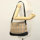 Burberrys Nova Check Shoulder Bag Canvas Leather Beige Gold Auth gh639-20
