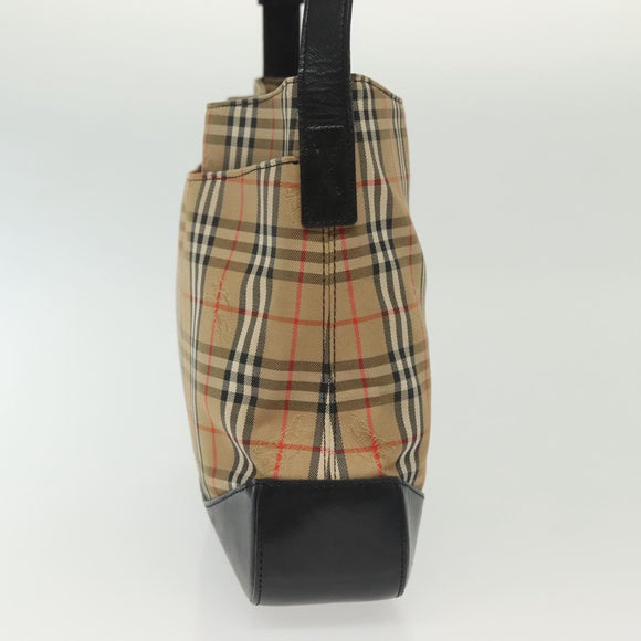 Burberrys Nova Check Shoulder Bag Canvas Leather Beige Gold Auth gh639