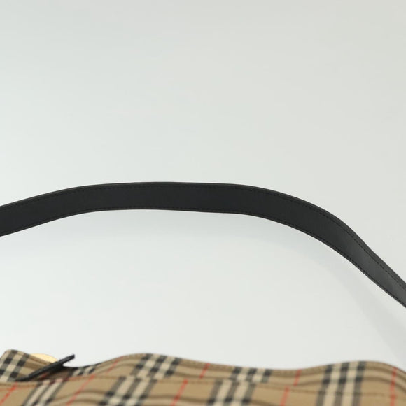 Burberrys Nova Check Shoulder Bag Canvas Leather Beige Gold Auth gh639